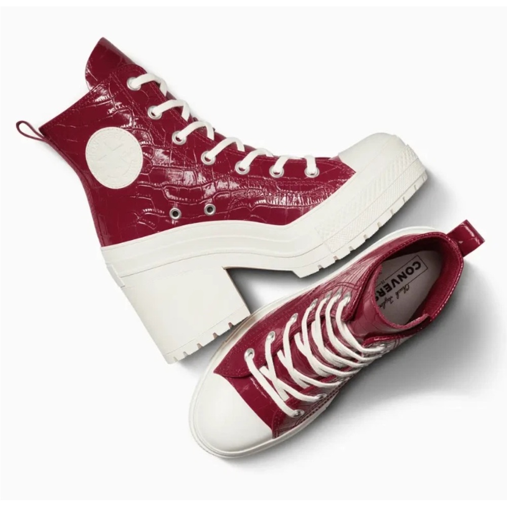 NEW Converse Chuck 70 De Luxe Heel High Embossed Crocodile - Cabernet W 10.5
